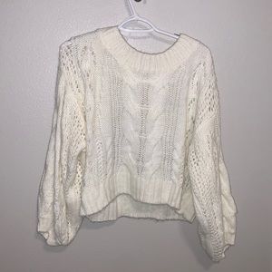 Off the shoulder sweater with puffy long sleeves